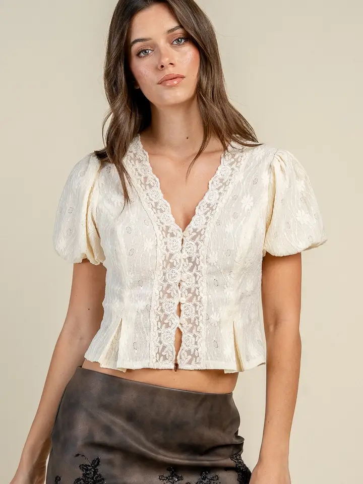 Lace Kiss Button Top